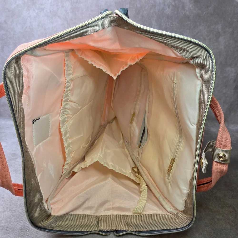 Taylor'd Baby Diaper Bag Backpack Coral Peach Insulated Bottle Pockets Canvas
